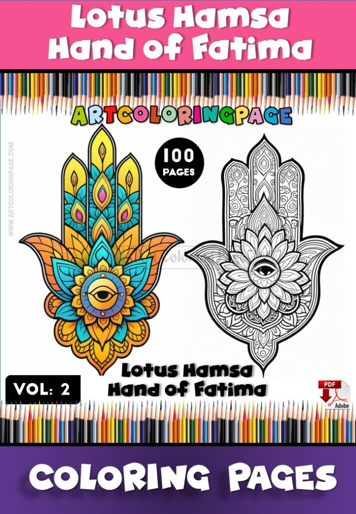 Hamsa Coloring Pages Vol. 2 – Relax, Create, and Connect with Symbolic Art