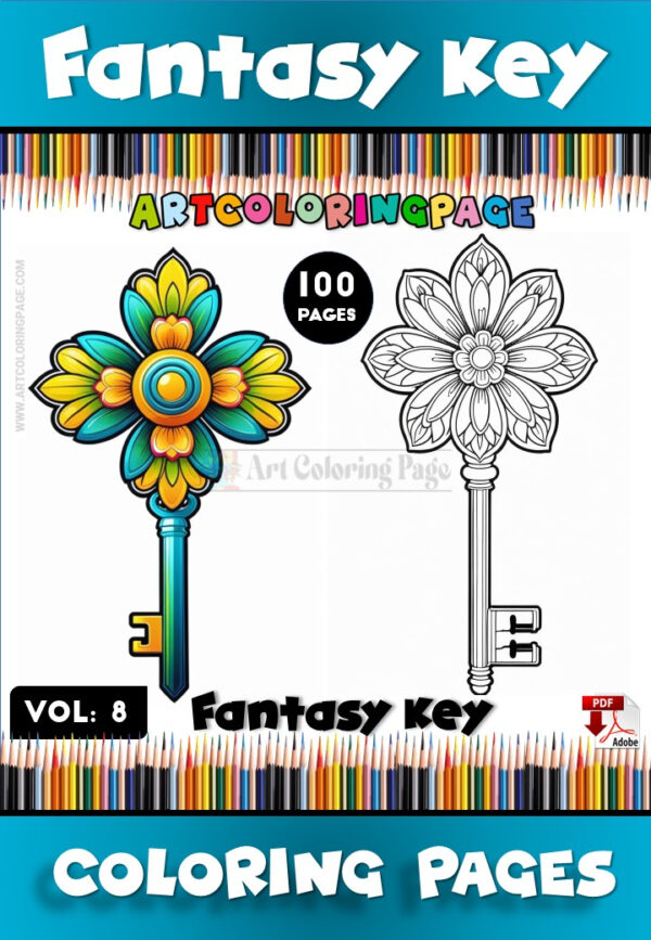 Keys Coloring Page Vol. 8 – Unlock Endless Creativity