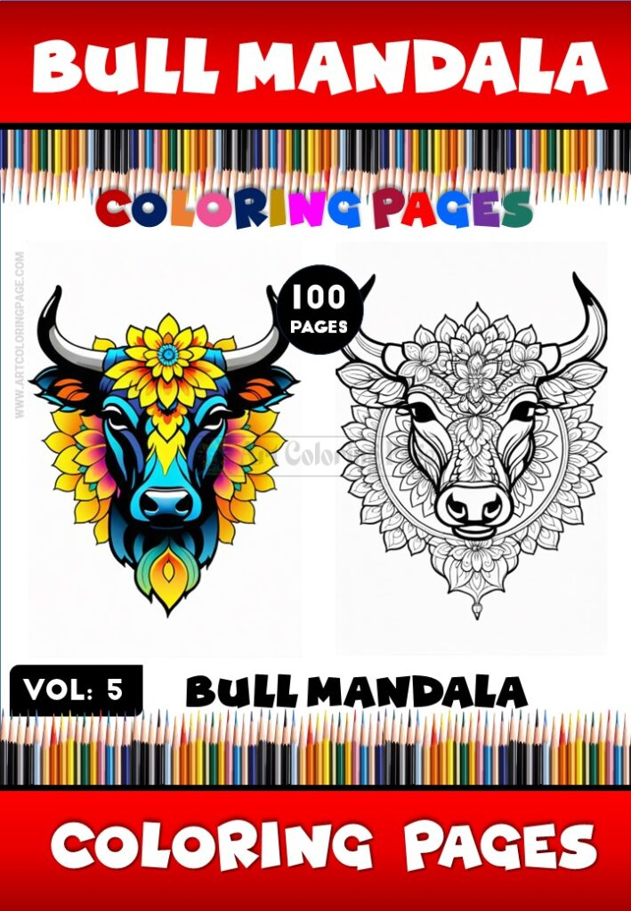 Mandala Bull Skull Coloring Book Vol. 5 – Bold and Intricate Art