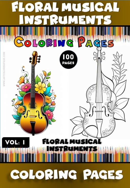 Musical Instruments Coloring Pages Vol.1 Fun and Creativity