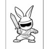 A cartoon-style ninja character with bunny ears, holding a sword and wearing a ninja outfit. The ninja has a black visor covering its eyes and is posed in a playful, action-ready stance.
