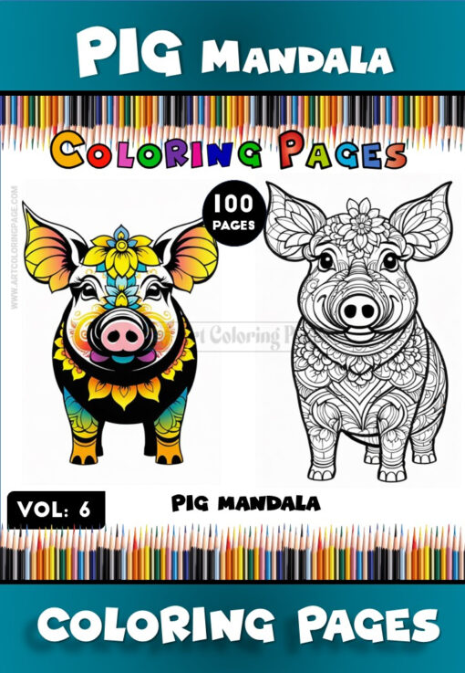 Pig Mandala Art Coloring Book Vol. 6 – Relaxing and Creative Fun