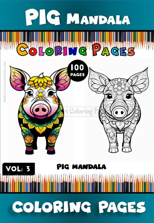 Pig Mandala Coloring Pages Vol. 3 – Adorable and Relaxing Fun