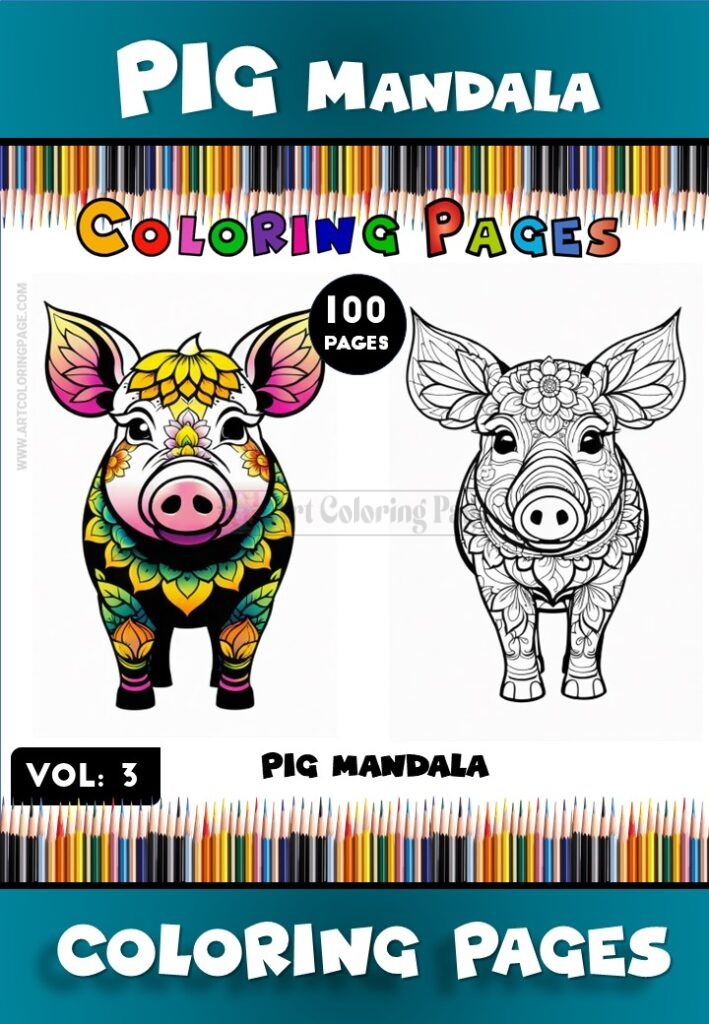 Pig Mandala Coloring Pages Vol. 3 – Adorable and Relaxing Fun
