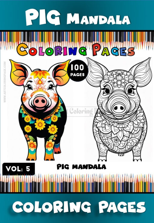 Pig Mandala Tattoo Vol. 5 – Unique and Creative Coloring Fun