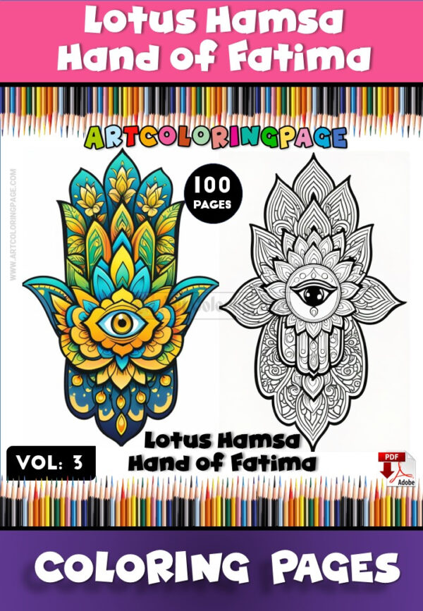 Color Hamsa Tattoo Coloring Book Vol 3
