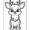 A cute cartoon-style deer with large eyes and antlers, depicted in black outline against a white background, standing upright with a friendly expression.