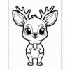 A cartoonish deer character with large eyes and antlers, standing upright with a cute expression, featuring a small scarf around its neck and a cheerful demeanor, set against a plain white background.