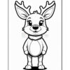 A cartoon-style deer character with large eyes and antlers, standing upright and smiling. It has a fluffy collar around its neck and a rounded body, outlined in black on a white background.