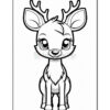 A cute cartoon deer with large expressive eyes and prominent antlers, centered in a simplistic outline style, designed for coloring.
