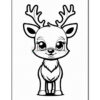 A cute cartoon deer with large expressive eyes, antlers, and a friendly smile, standing upright in the center of the image.