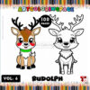 Rudolph Reindeer Coloring Page Vol. 5 – Festive Fun for the Holiday Season