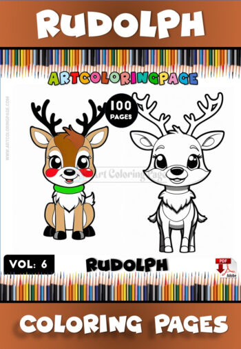 Rudolph Reindeer Coloring Page Vol. 5 – Festive Fun for the Holiday Season