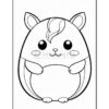 A cute cartoon hamster with large eyes and rounded features, holding its arms out in front. The hamster has a stylized tuft of hair on its head and is outlined in black for coloring.