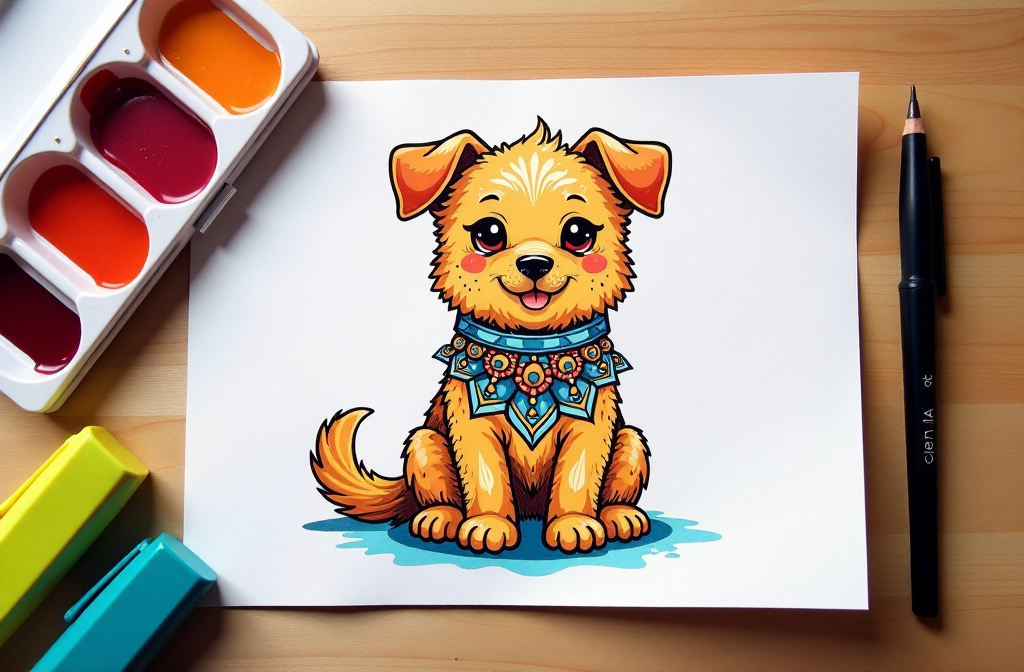 Dog Day Coloring Page Fun Art for Canine Fans-320840814