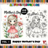Happy Mother's Day Coloring Pages Vol 1 100 Cute Designs!