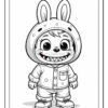 A cartoon character with a large, toothy grin wearing a bunny-ears hoodie, a shirt with buttons, and pants. The character has short hair and is posed standing, with hands in pockets.