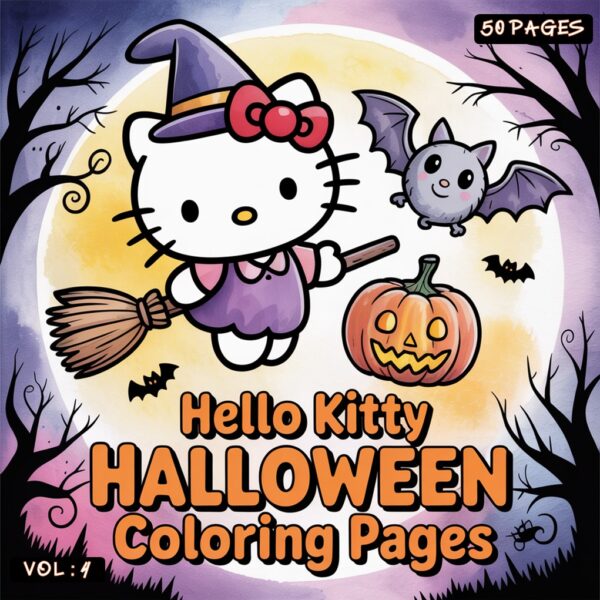 Dive into Delight with Hello Kitty Halloween Coloring Page Vol 4!Diapositive1