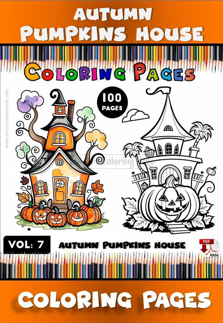 Cozy Autumn Pumpkin Coloring Pages Instant PDF Download Vol 7