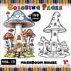 Delightful Coloring Pages Mushroom House for All Age Vol 13