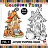 Festive Autumn.Pumpkin Coloring Pages Instant PDF Download Vol 8
