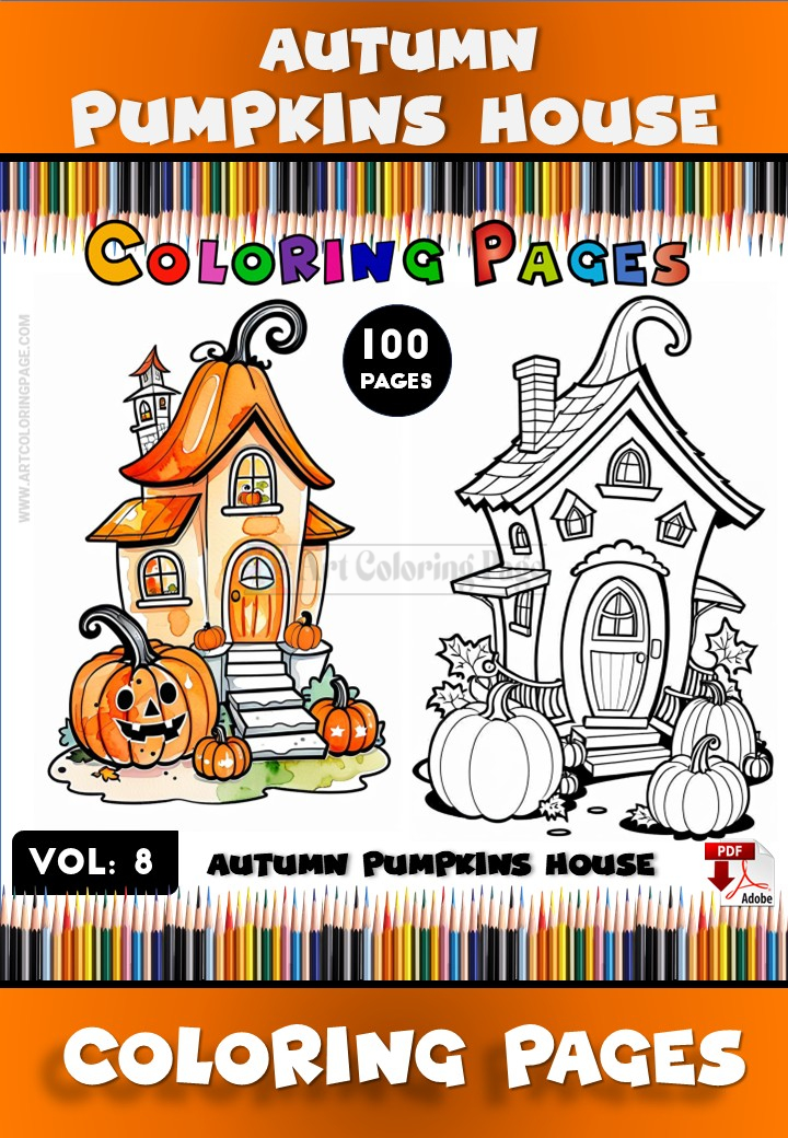 Festive Autumn.Pumpkin Coloring Pages Instant PDF Download Vol 8