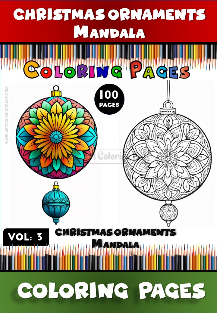 100 coloring pages Christmas Ornaments Vol - 3 Holiday Magic Awaits