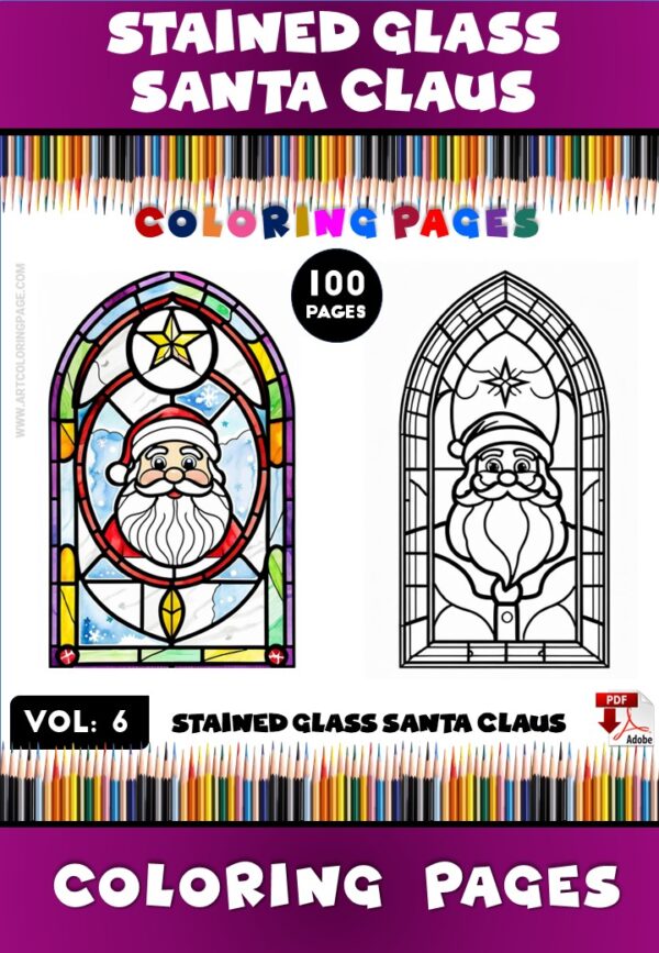 Bring Magic to Your Holidays with Coloring Pages Stained Glass Santa Claus VDiapositive1