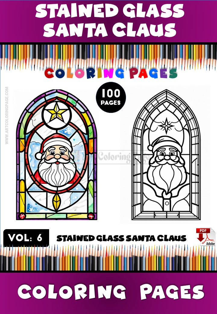 Bring Magic to Your Holidays with Coloring Pages Stained Glass Santa Claus VDiapositive1
