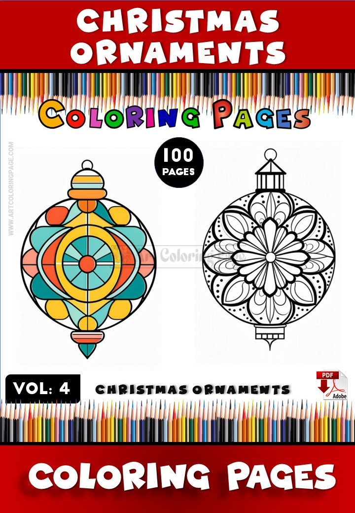 Christmas Bauble Coloring Pages V4 -100 Festive Designs for Mindful Moments