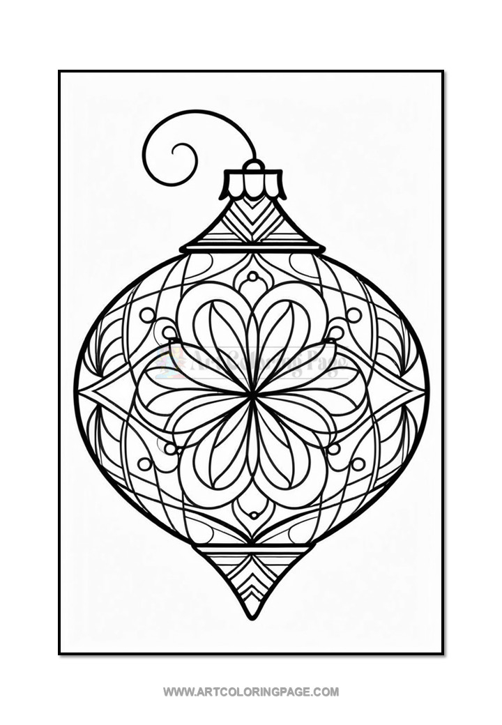 Christmas Bauble Coloring Pages V4 -100 Festive Designs for Mindful Moments