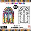 Church Stained Glass Coloring Sheets Vol. 3 – 100 Unique Designs for Mindful ColoringDiapositive1