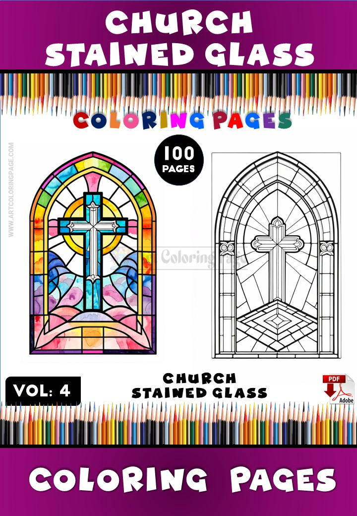 Church Stained Glass Coloring Vol. 4 – 100 Spiritual DesignsDiapositive1
