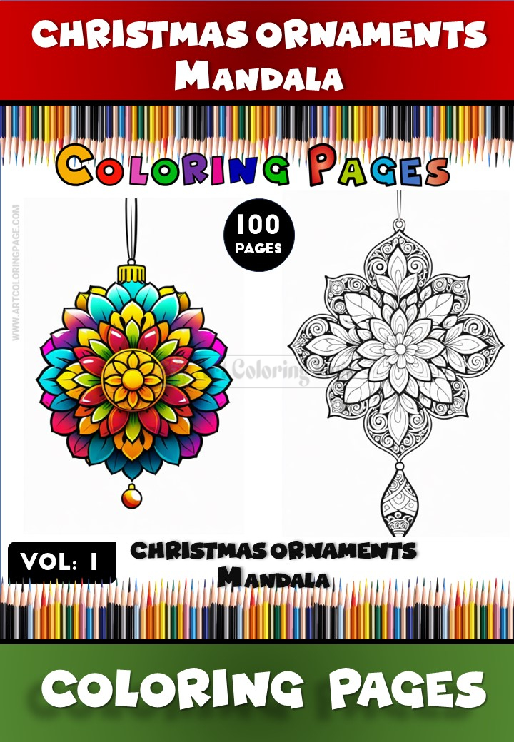 Coloriages amusants Christmas Ornaments Mandala Vol - 1 – 100 Pages