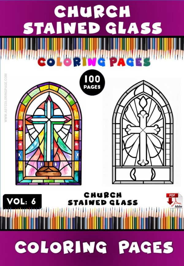 Coloring Book Church Stained Glass Vol. 6 – 100 Unique Designs to Inspire Calm and CreativityDiapositive1