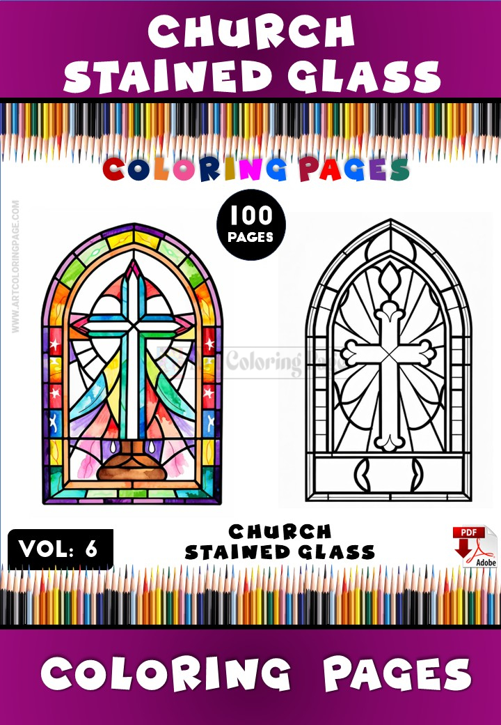 Coloring Book Church Stained Glass Vol. 6 – 100 Unique Designs to Inspire Calm and CreativityDiapositive1