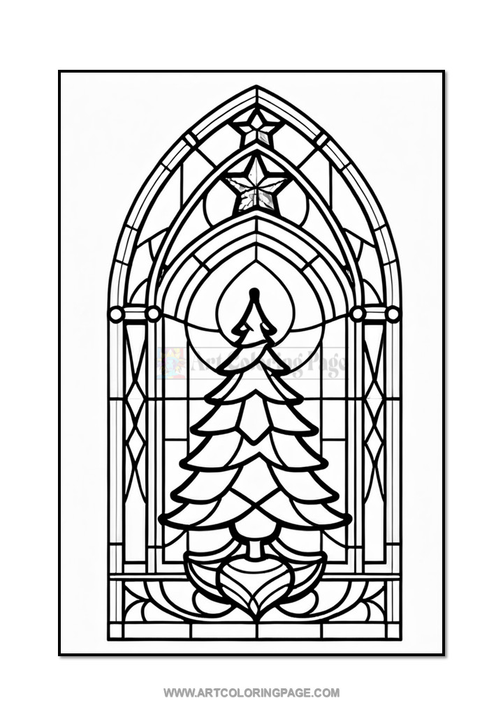 Coloring Book Stained Glass Christmas Tree Vol. 6 – 100 Holiday Designs 2