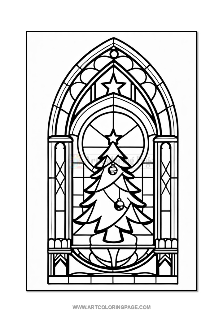 Coloring Book Stained Glass Christmas Tree Vol. 6 – 100 Holiday Designs 3