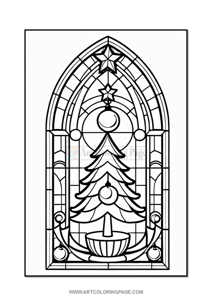 Coloring Book Stained Glass Christmas Tree Vol. 6 – 100 Holiday Designs 4