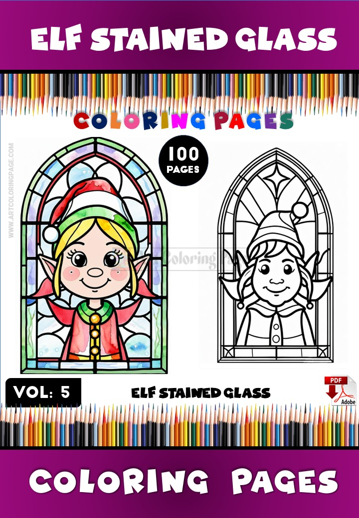 Coloring Book Stained Glass Elf Vol. 5 – 100 Uplifting Holiday DesignsDiapositive1
