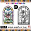 Coloring Book Stained Glass Floral VDiapositive1