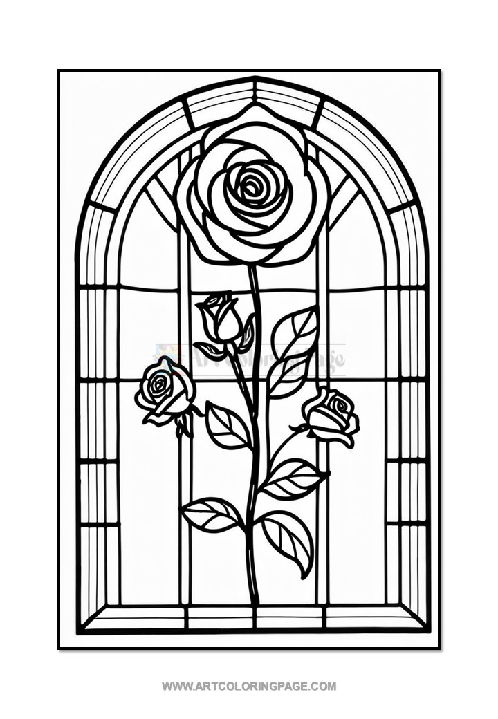 Coloring Book Stained Glass Floral VDiapositive2