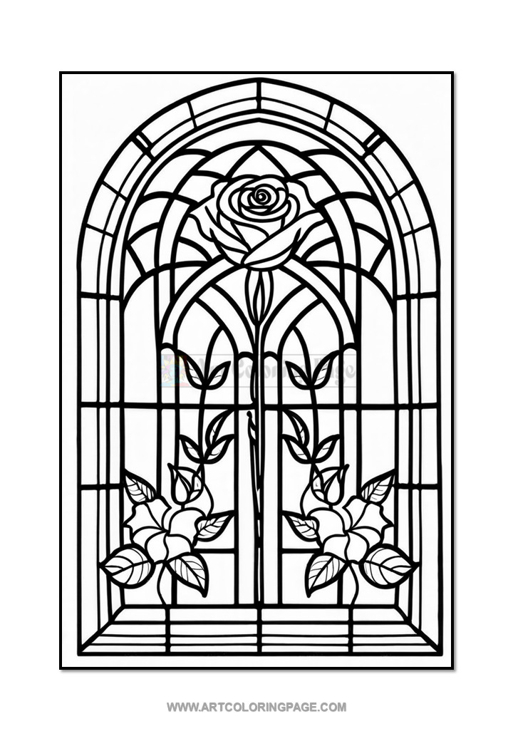 Coloring Book Stained Glass Floral VDiapositive3