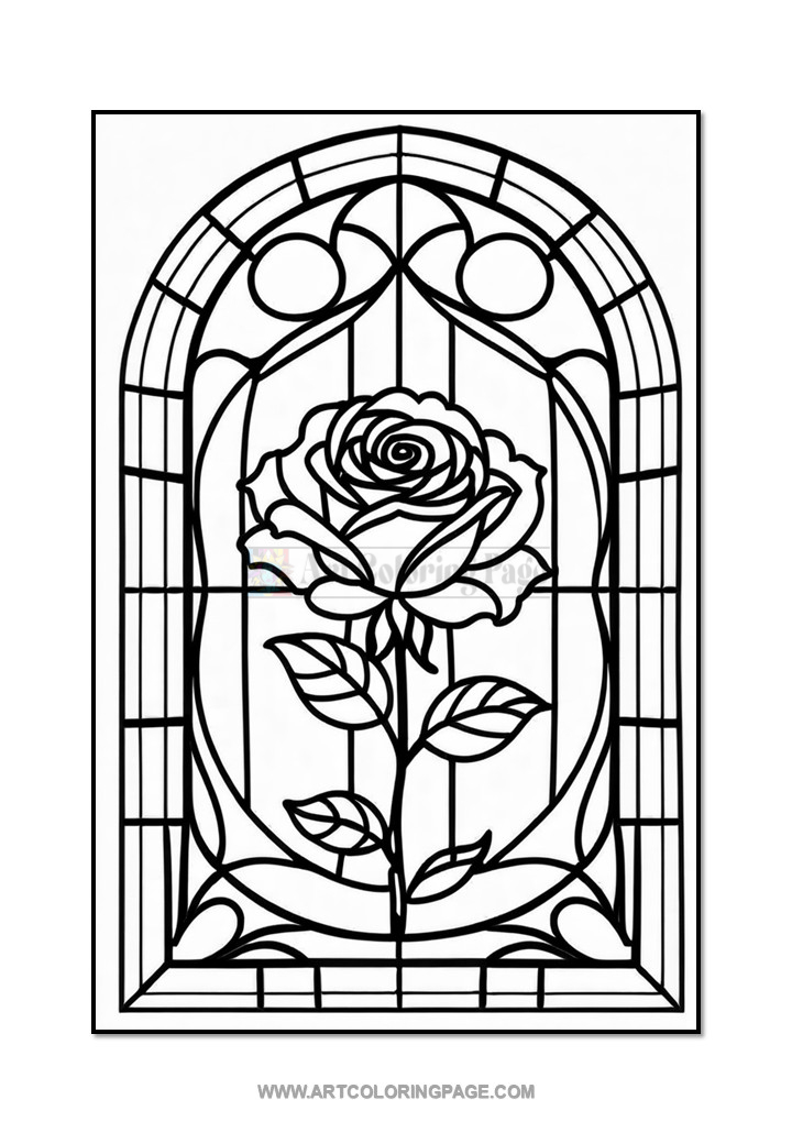Coloring Book Stained Glass Floral VDiapositive4