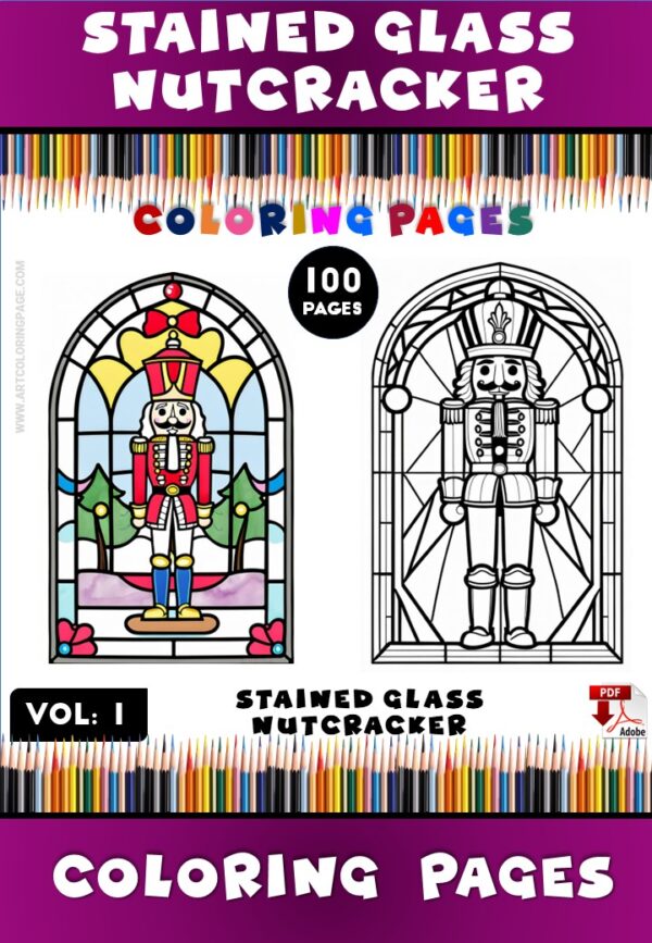Coloring Book Stained Glass Nutcracker Vol. 1 – 100 Festive Art DesignsDiapositive1