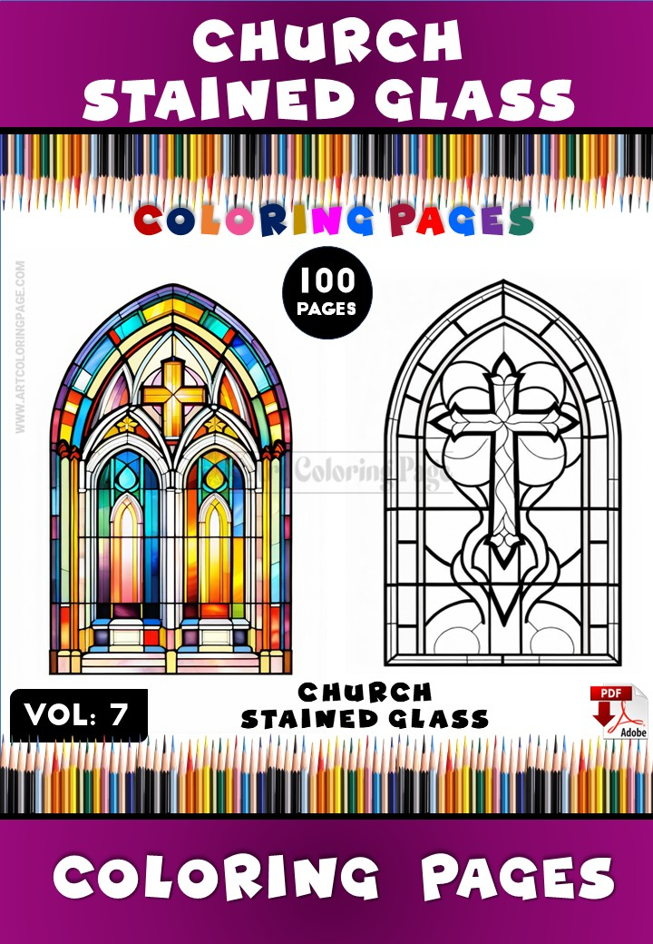 Coloring Church Stained Glass Vol. 7 – 100 Radiant Designs for Peaceful Creativity Diapositive1