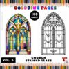 Coloring Pages Church Stained Glass Vol. 5 – 100 Unique Designs Diapositive1