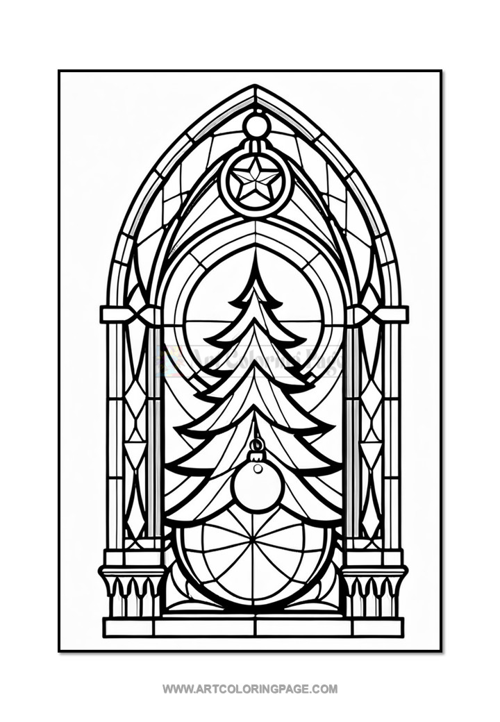 Coloring Pages Stained Glass Christmas Tree Vol. 5 – 100 Joyful Designs 2