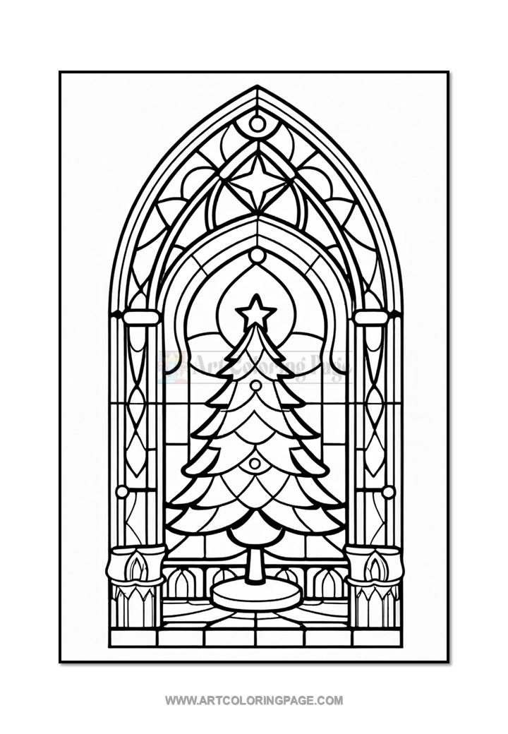 Coloring Pages Stained Glass Christmas Tree Vol. 5 – 100 Joyful Designs 3