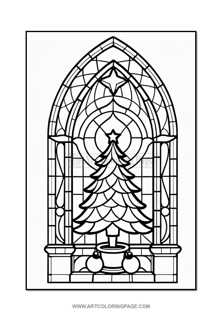 Coloring Pages Stained Glass Christmas Tree Vol. 5 – 100 Joyful Designs 4